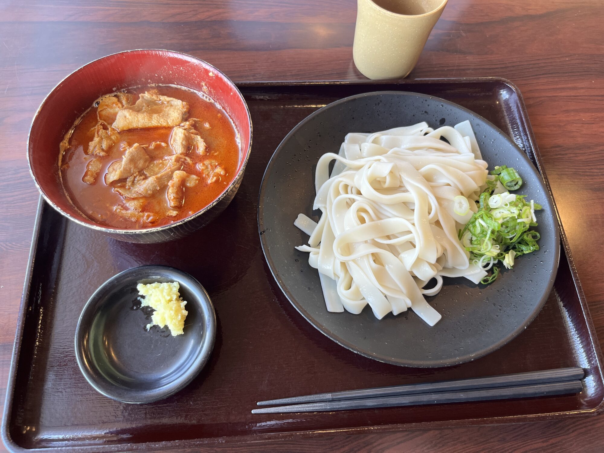 武蔵野きしめん本舗で生姜の効いたきしめん（川島町）